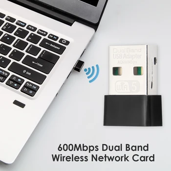 

USB 2.0 Adapters Wireless Computer Adapter 600M 2.4GHZ +5.8GHz WiFi Receiver Network Card Mini,support Windows XP / Vista / WIN7