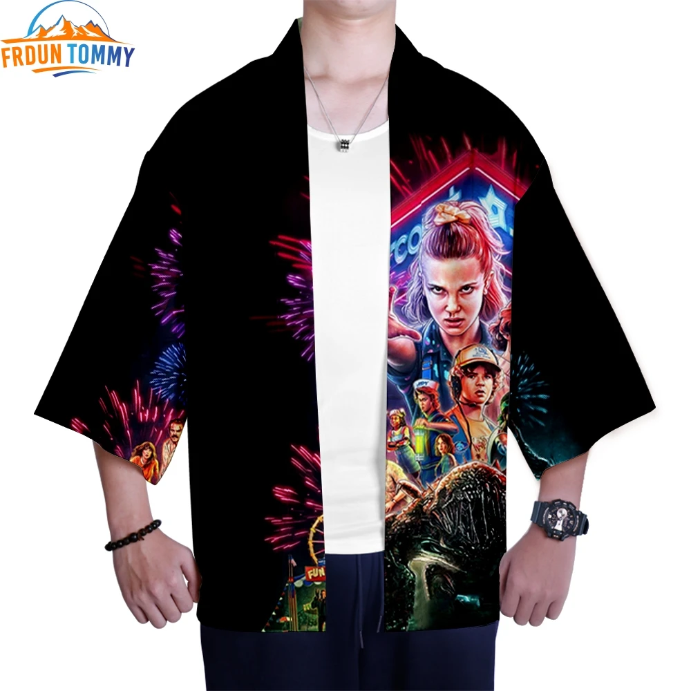 

Japanese Kimono Stranger Things new print Cardigan Cosplay Shirt Summer Kawai Beach Kimono cardigan men samurai costume clothing