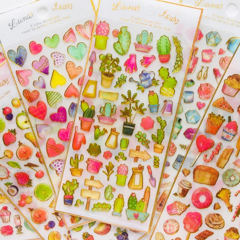 

1 Sheet Blingbling Crystal Epoxy Heart Cake Cactus Decorative Stickers Decoration