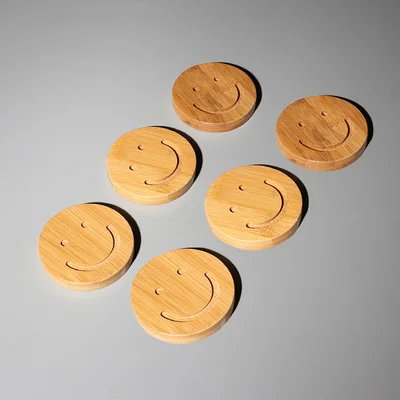 B Smiley Coaster бамбуковая Теплоизоляция Pad чайный сервиз аксессуары деревянный керамический Kungfu чайный сервиз аксессуары чайная посуда - Цвет: B