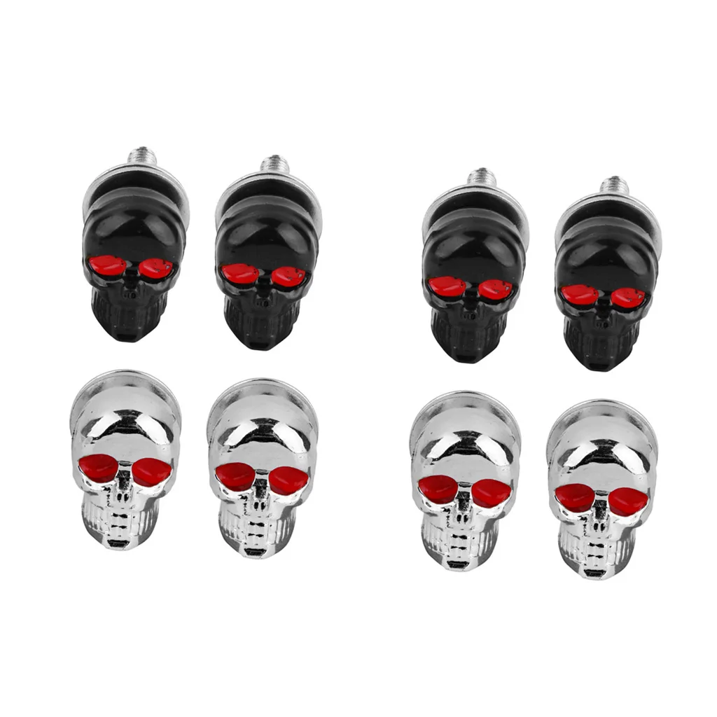 4 Pair Motorcycle Skull License Plate Frame Bolts Screw Fasteners