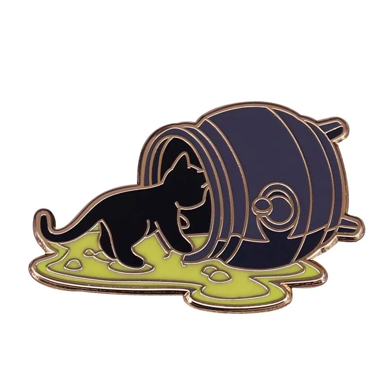 Spilled Cauldron Glow Pin Witch Cat Brooch Perfect Halloween Decor.JPG