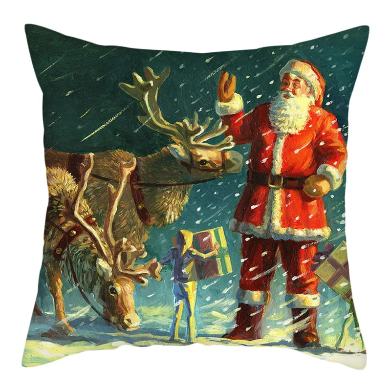 Fuwatacchi рождественские наволочки для подушек Санта-подушка с Санта Клаусом, наволочка для дивана, наволочки для подушек, декоративная наволочка для домашнего дивана