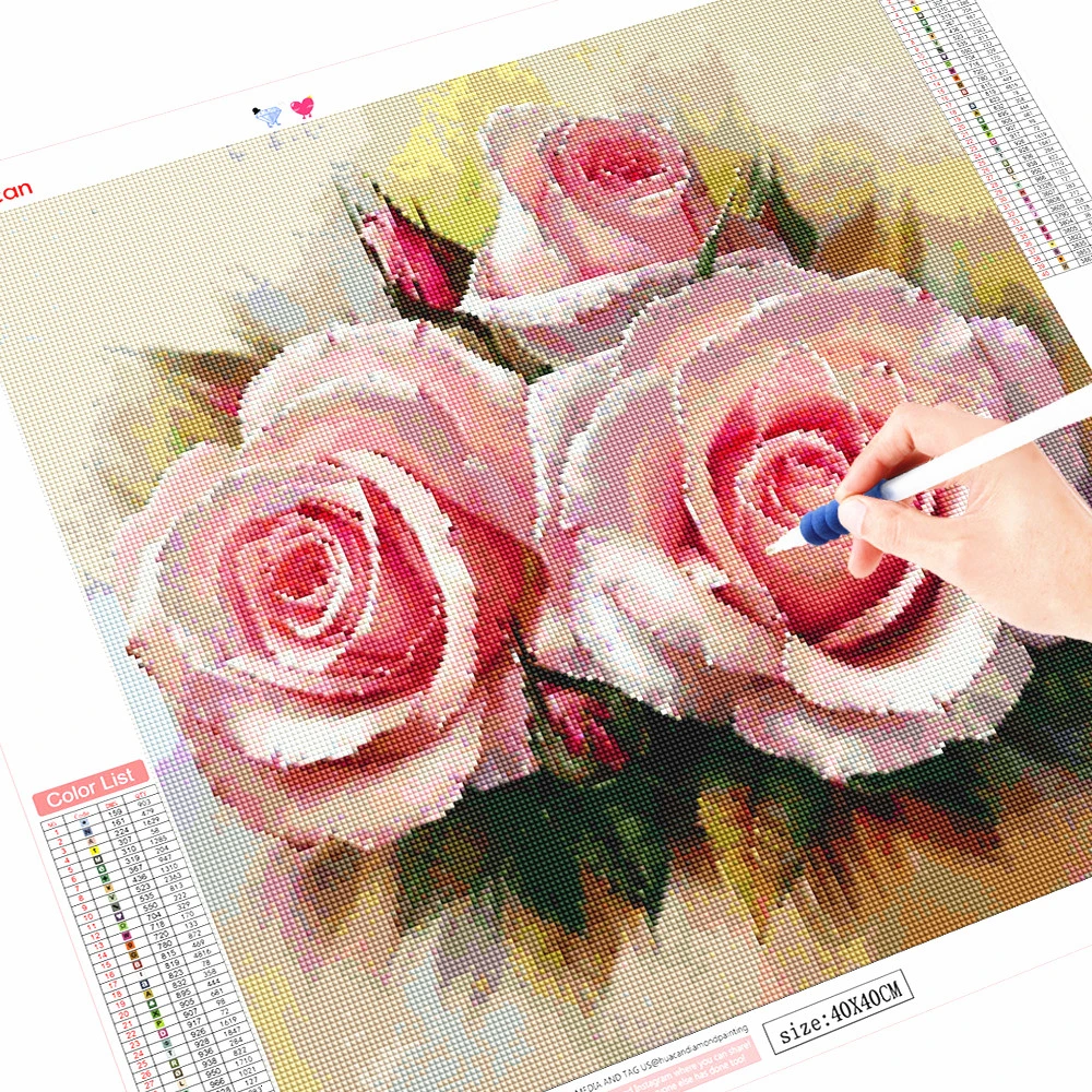 Алмазная картина HUACAN 5D с квадратным цветком, алмазная вышивка с розами, вышивка крестиком, живописный Декор для дома, стразы