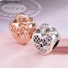 Новые осенние подвески в форме сердца, ключей бусины из стерлингового серебра 925 с розовым браслет шарма Цепочки и ожерелья DIY для женщин Memnon ювелирные изделия