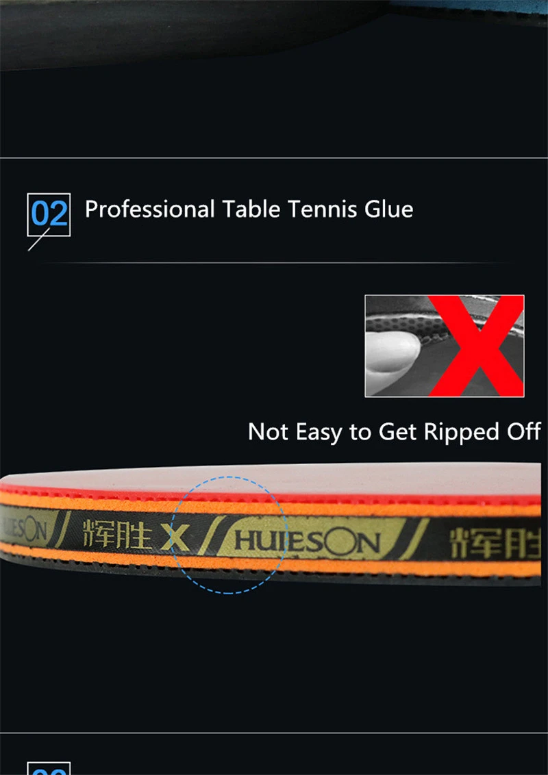 Huieson 7 Ply Pure Wood Table Tennis Racket Double Face Pimples-in Sticky Rubber Ping Pong Paddle Bat for New Learners (4)