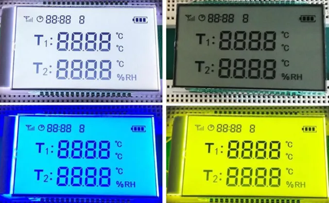 36PIN TN положительный 2 дорога 4 цифры сегментная жидкокристаллическая Панель 3,3 в белый/синий/зеленая желтая задняя подсветка