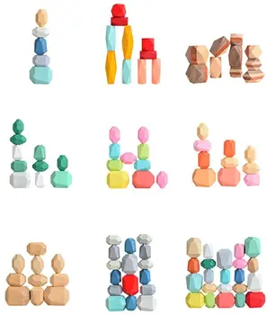 

Home Decor Wooden Balancing Stones Rock Balance Blocks Set Block Lightweight Natural Colored Stacking Game Education Puzzle Toy