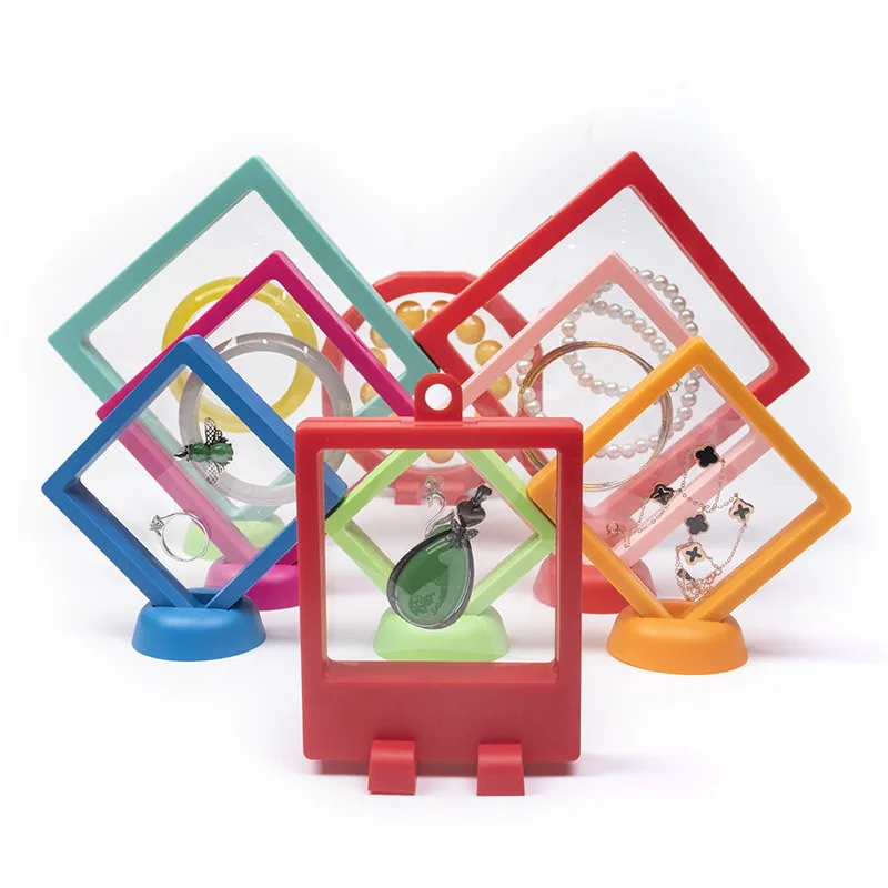 10pcs/lot PE Gem Jewelry Storage Box Dustproof Exhibition Decoration Floating Ring Earrings Display Rack Case Packaging Holder | Украшения