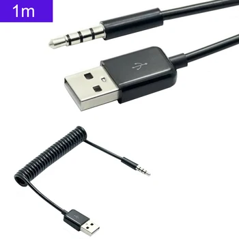 

1M Spiral Coiled USB A Male to 3.5mm 4 Pole Plug Premium Extension Cable