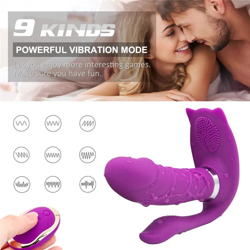 G Spot Вибратор Бабочка Клитор нагревательный штекер анальный силиконовый двойной