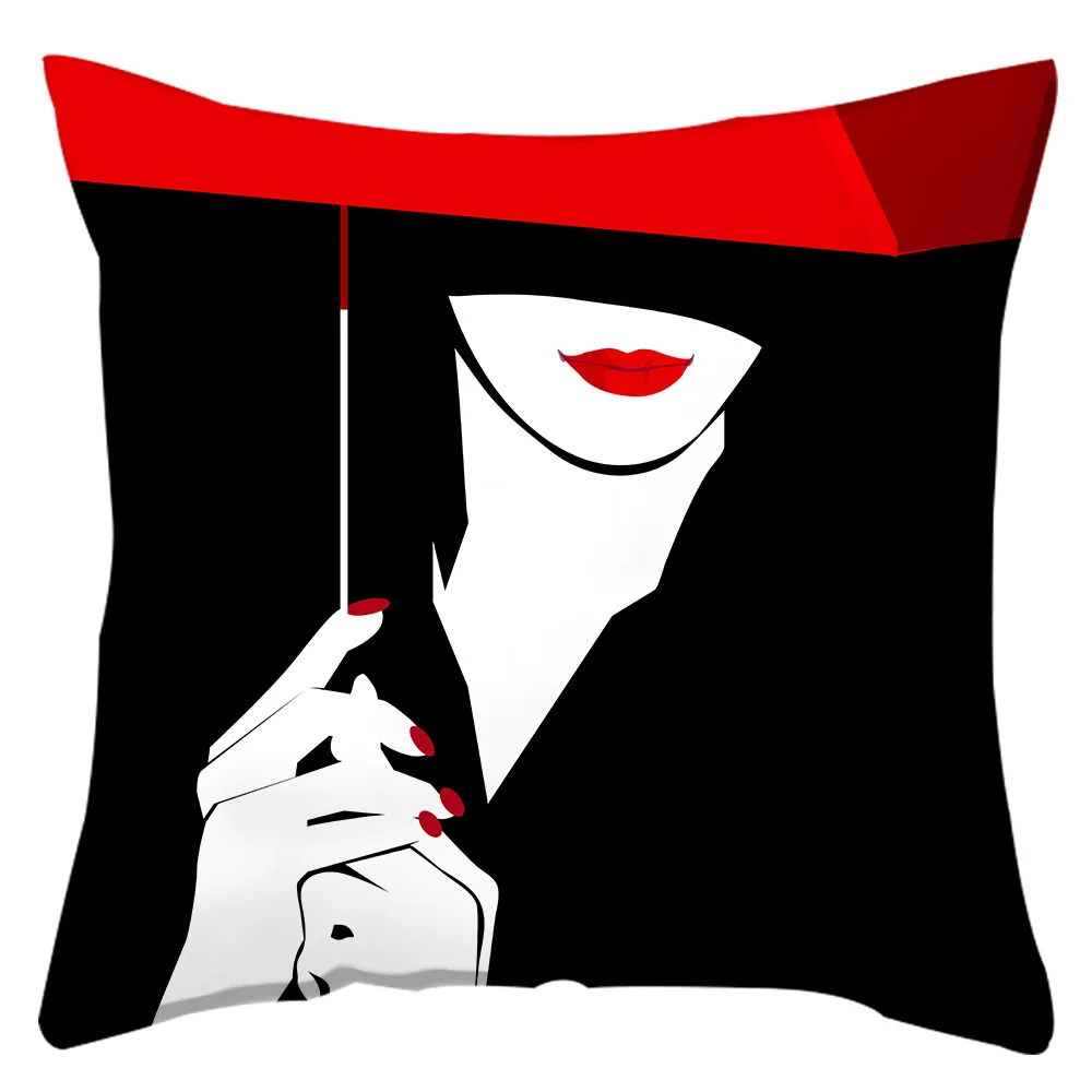 CC0103-20 ZEIMON мультфильм девушка Бросок Наволочка Модные женские наволочки Черный Полосатый декоративный диван стул пользовательские квадратные подушки - Цвет: CC0103-20