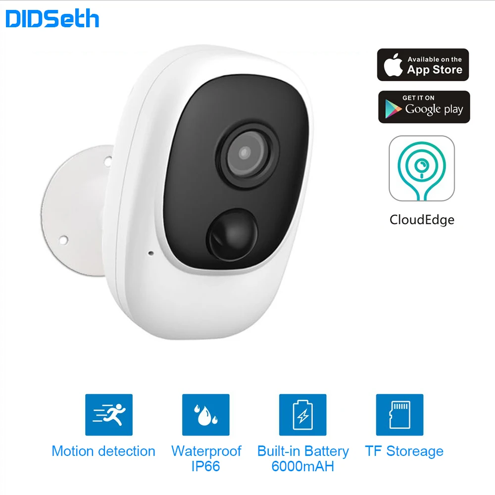 Камера видеонаблюдения DIDseth 1080P Wi Fi IP66 беспроводная водонепроницаемая с питанием