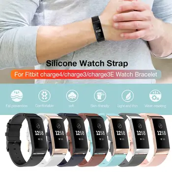 

Soft Silicone Watch Band Replacement Leather Sports Strap Adjustable Wrist Strap for Fitbit charge 4 3 / charge 3E Accessories