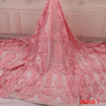 

New Design French Nigerian Laces Fabrics High Quality Tulle African Laces With Pretty Beaded For Party Bridal Material GD2826B-1