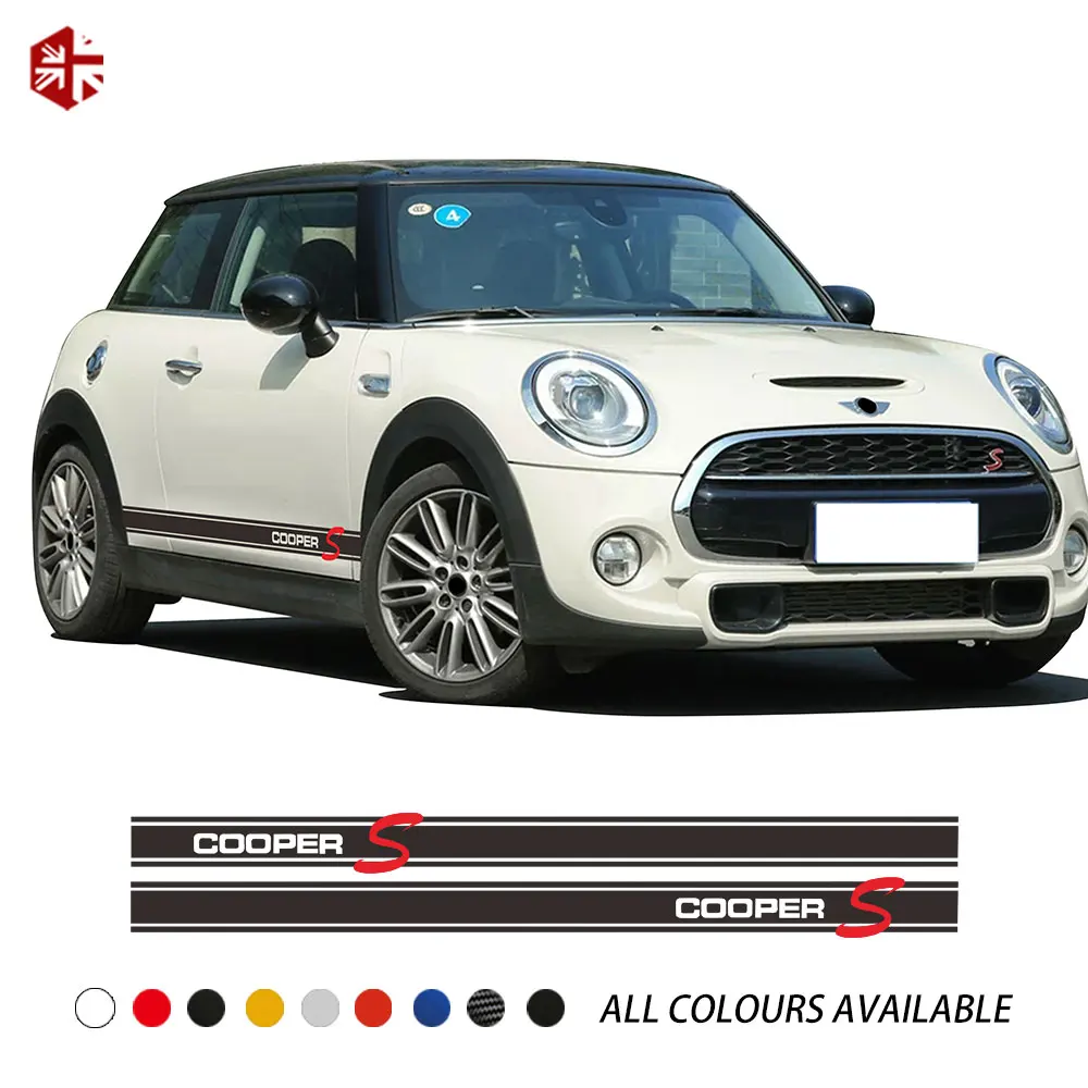 2 шт. двери боковые полосы юбка стикеры Cooper S Стайлинг графика винил кузова наклейка для MINI Cooper One F56 JCW аксессуары