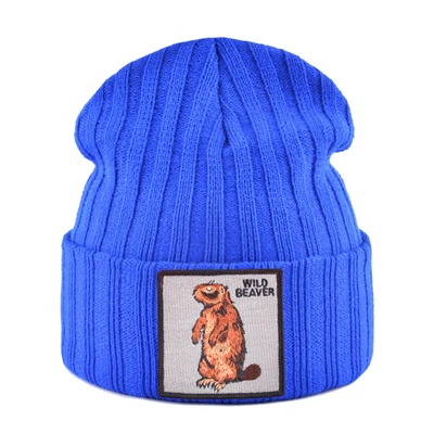 Теплые зимние шапки для женщин skullies beanies Мужская Вязаная Шапка-бини мужские весенние Повседневные шапки Детская осенняя зверошапка gorro - Цвет: BLUE2