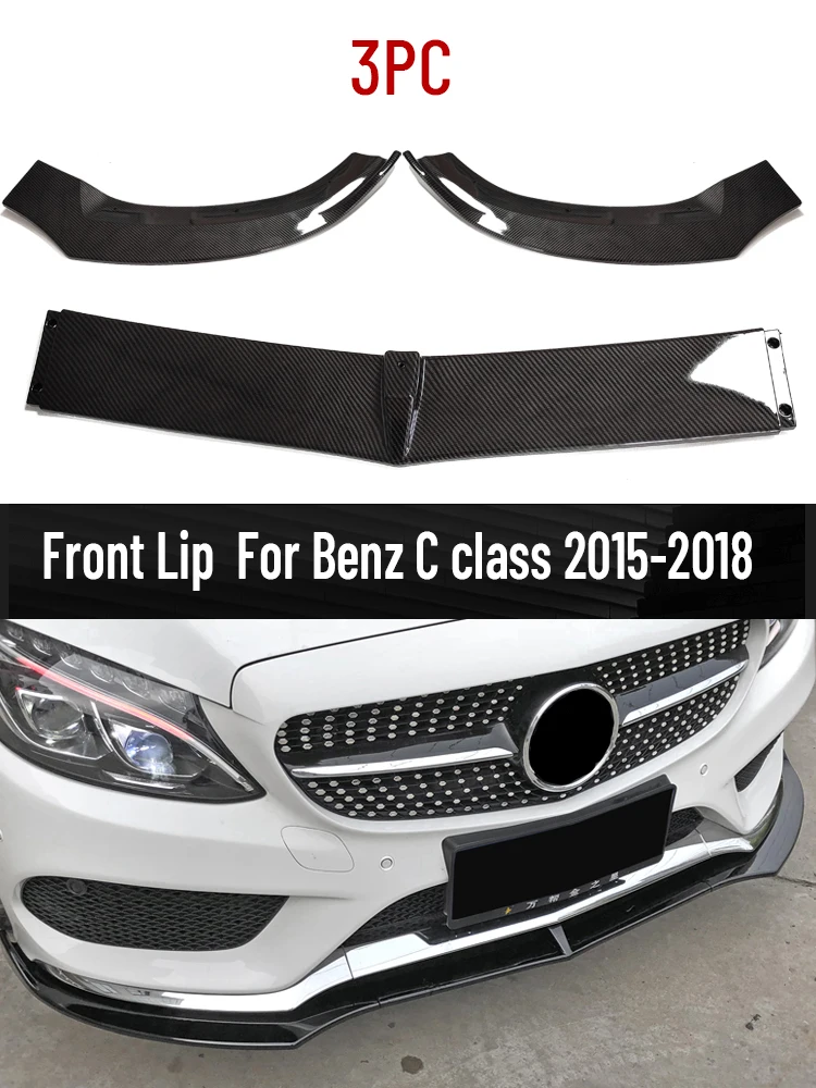 

3PCS Bumper Lip Car Front Bumper Splitter Lip Spoiler For Mercedes For Benz C CLASS W205 prefacelift 2015-2018 For C80 C300 C300