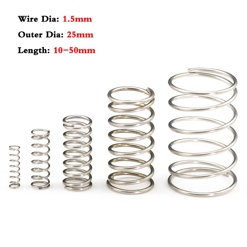 5pcs Wire Dia.0.5/0.7/0.8-1.5mm Stainless Steel Compression Springs L:60mm-100mm