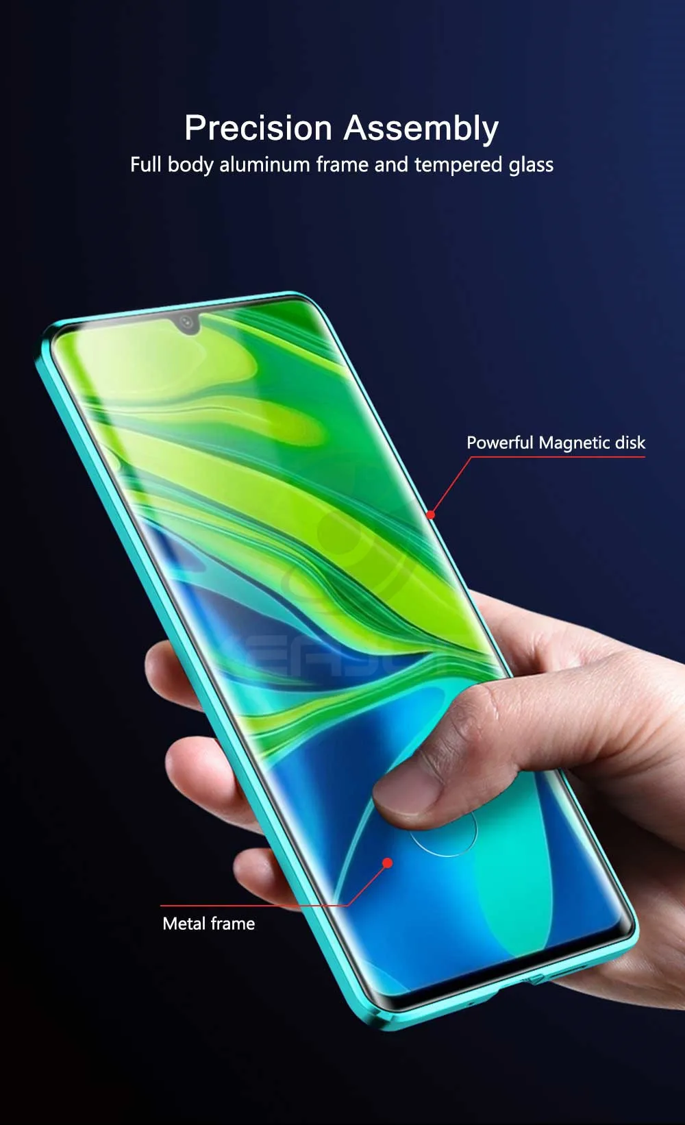 Магнитный стеклянный чехол для xiaomi mi Note 10 чехол двойная сторона закаленное стекло Металлическая магнитная адсорбционная крышка для xiaomi mi cc9 pro