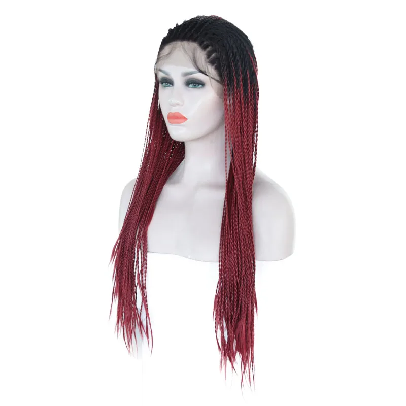 JOY& BEAUTY 2" омбре Бург 3x твист косы парик термостойкие синтетические кружева спереди парик для женщин