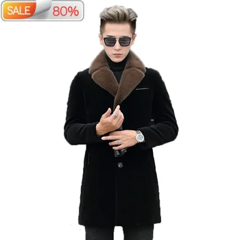 

Real Men Clothes Winter Mink Collar Sheep Shearling Men's Down Jacket Wool Fur Coat ML-DAF9A003 B211A9