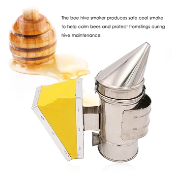 

Bee Hive Smoker Bee Keeper Smoker Stainless Steel Heat Chamber Yellow Bellow Beekeeping Equipment Bee Smoker for Beekeeper