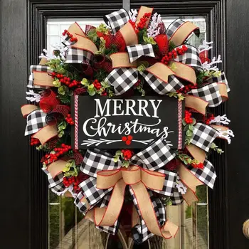

Christmas Buffalo Check Wreath Christmas Decoration for Home Cristmas Ornament Xmas Navidad Natal New Year 2021