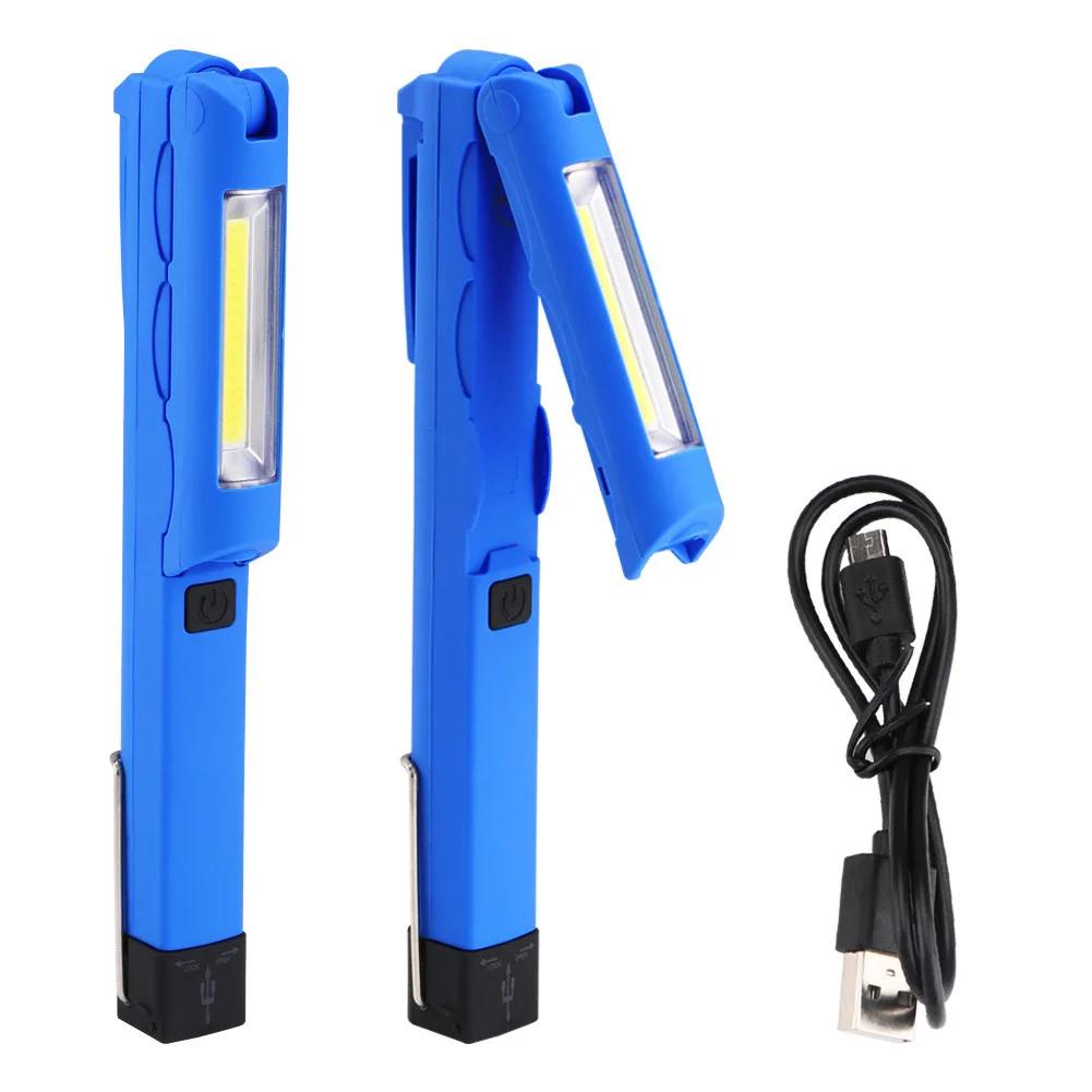 Magnetic Tail LED+COB Flashlight Foldable ABS Camping Reading Adjustable Angle Outdoor Multifunction USB Rechargeable Travel