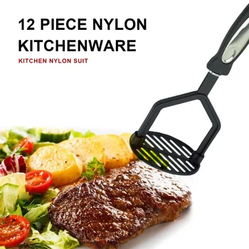 

12pcs Dinnerware Cutlery Set Nylon Knife Fork Spoon Shovel Kitchen Stainless Steel Tableware Tools