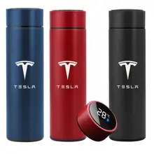 Termo inteligente con pantalla de temperatura, taza de agua al vacío de acero inoxidable, logotipo personalizado, para Tesla modelo 3, 2017, 2018, 2019, 500ML