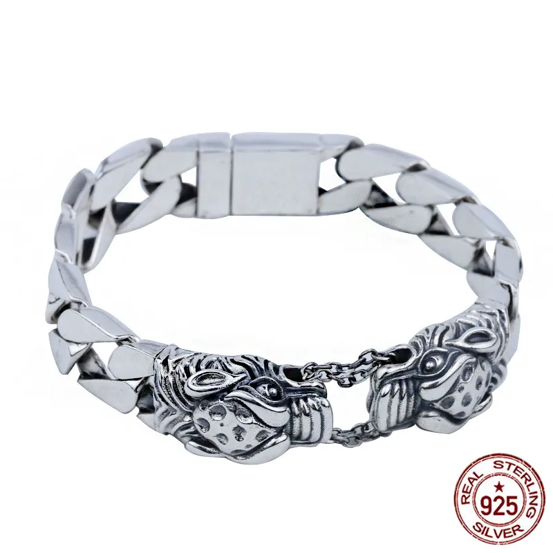 Браслет из стерлингового серебра S925 пробы, ювелирные изделия, простые ювелирные изделия, Ретро стиль, голова льва, простой стиль, подарок на день Святого Валентина, новинка