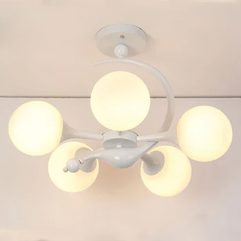 

Contermporary Creative Frosted Glass Warming Ball Chandelier Black White Bedroom Decorative Ceiling Chandelier Light for Home