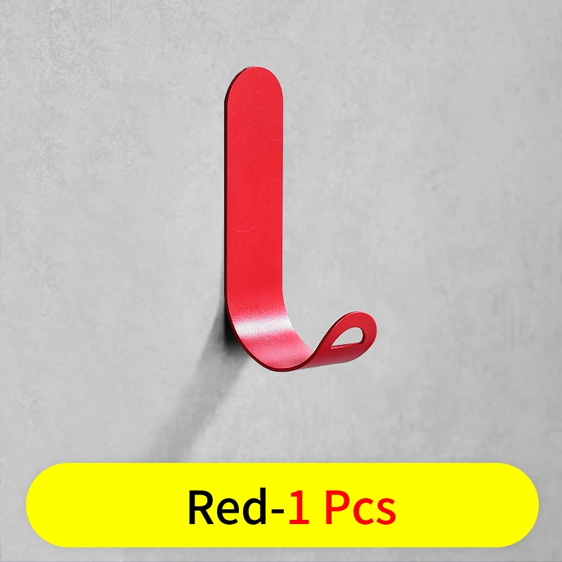 Red-1 PCS Крючок для халата черный крючок для полотенец ключ рюкзак вешалка для одежды клей настенный крючок для пальто вешалка Аксессуары для ванной комнаты - Цвет: Red-1 PCS