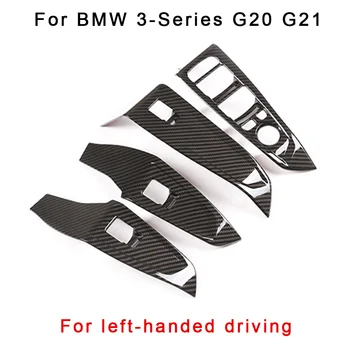 

4pcs 1Set Car Door Window Switch Cover Trim Carbon Fiber Style Black Decoration Practical Replacement For BMW 3-Series G20 G21