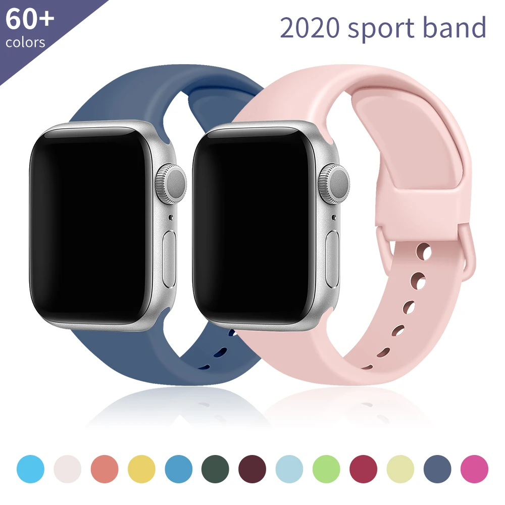 

Silicone Strap For Apple Watch band 38mm 44mm Rubber wristband soft Sport bracelet belt iWatch serie 6 5 4 3 2 SE 38 40mm 42mm