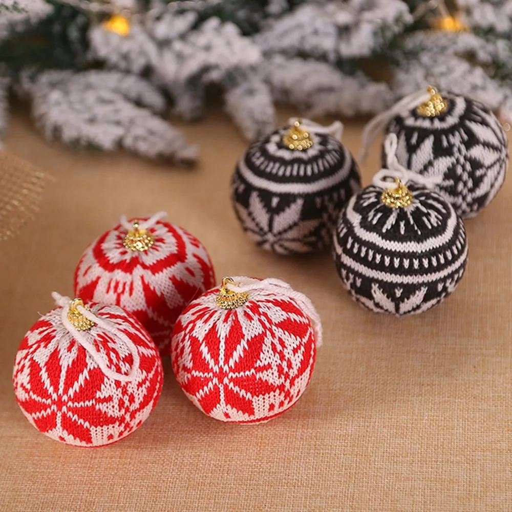 6pc/set Christmas Ornaments Dots Fabrics Decorations Cartoon Pendant Christmas Tree Accessories Dress Up Balls