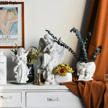 Скандинавские вазы для цветов, ваза из смолы, Cheeked Angel, статуэтка, стол, сушеный цветок, Цветочная композиция, статуя, деревенский Декор для дома