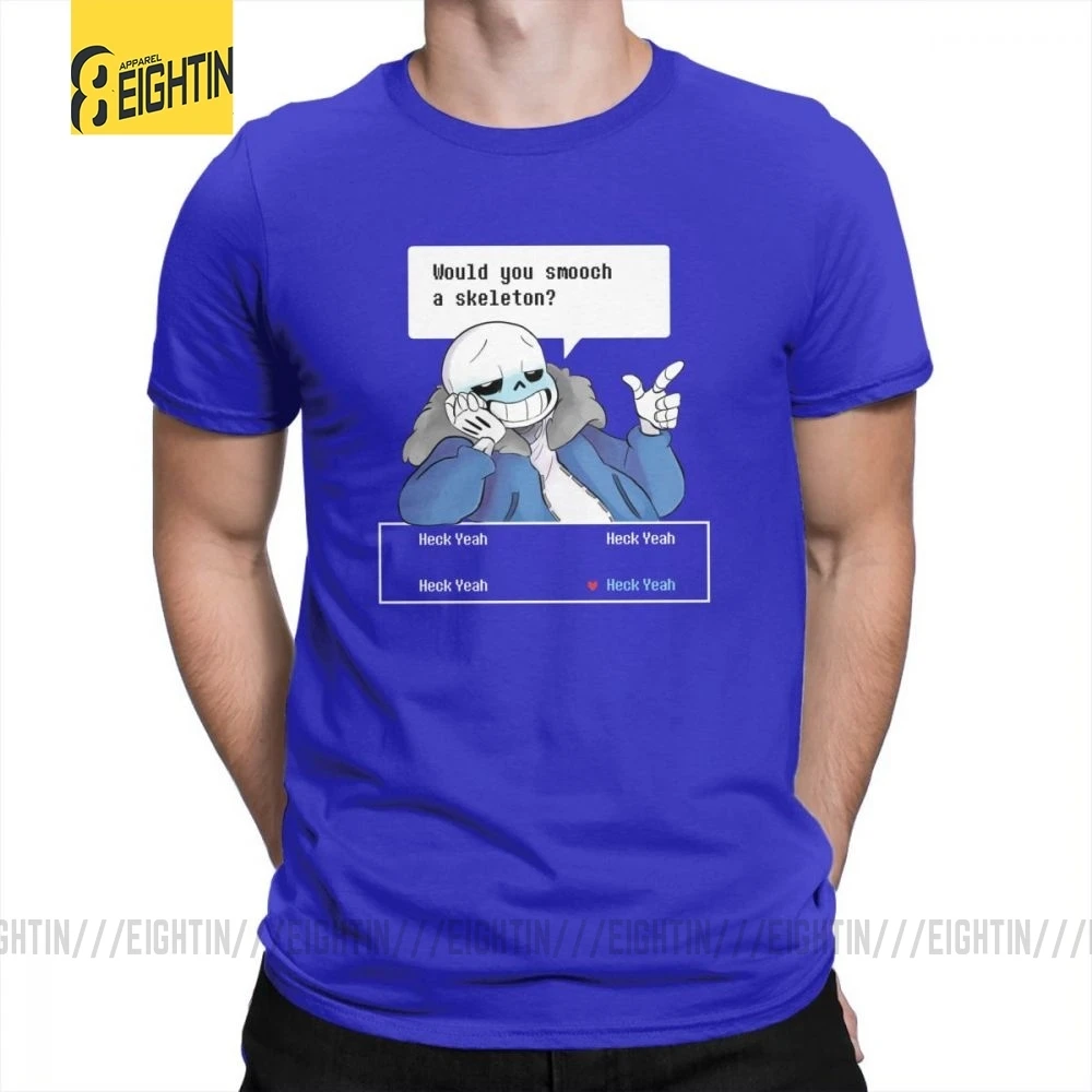 Футболки Undertale Новые мужские футболки с круглым вырезом из чистого хлопка с коротким рукавом для отдыха больших размеров - Цвет: Синий
