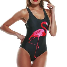 Купальный костюм, женский купальник, модный принт фламинго, бикини, Женский цельный купальник бикини