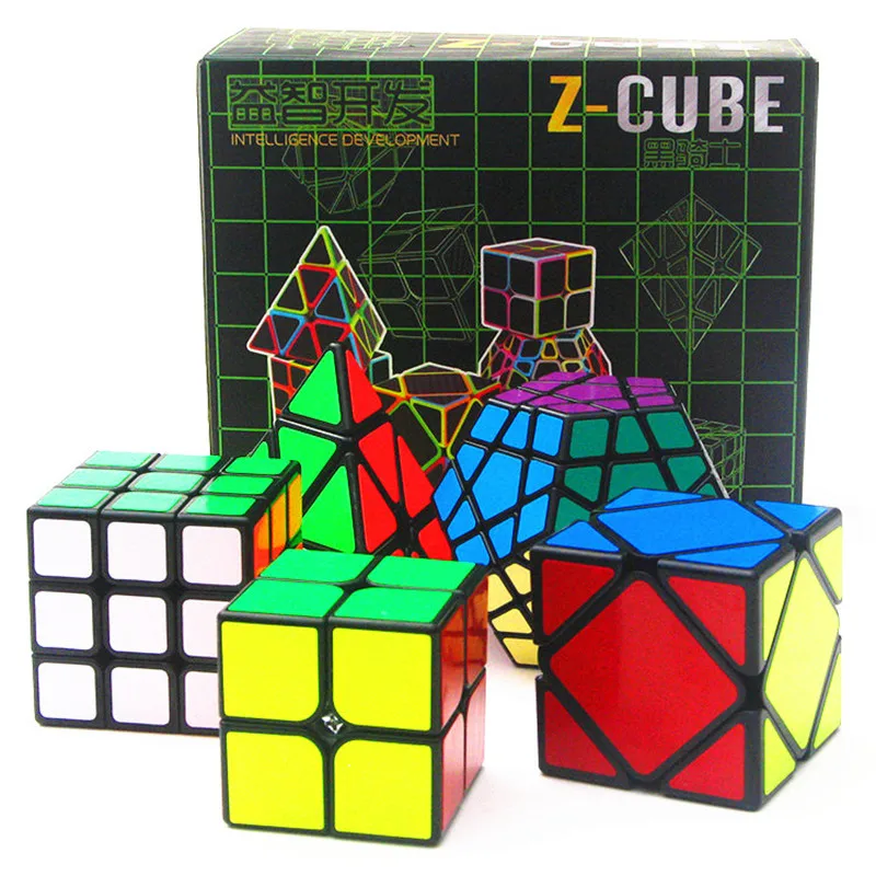 Zcube черный рыцарь набор Подарочная коробка 2x2x2 3x3x3 Пирамида Megaminx Skew волшебный куб безопасный АБС скоростной Головоломка Куб костюм детские игрушки подарок