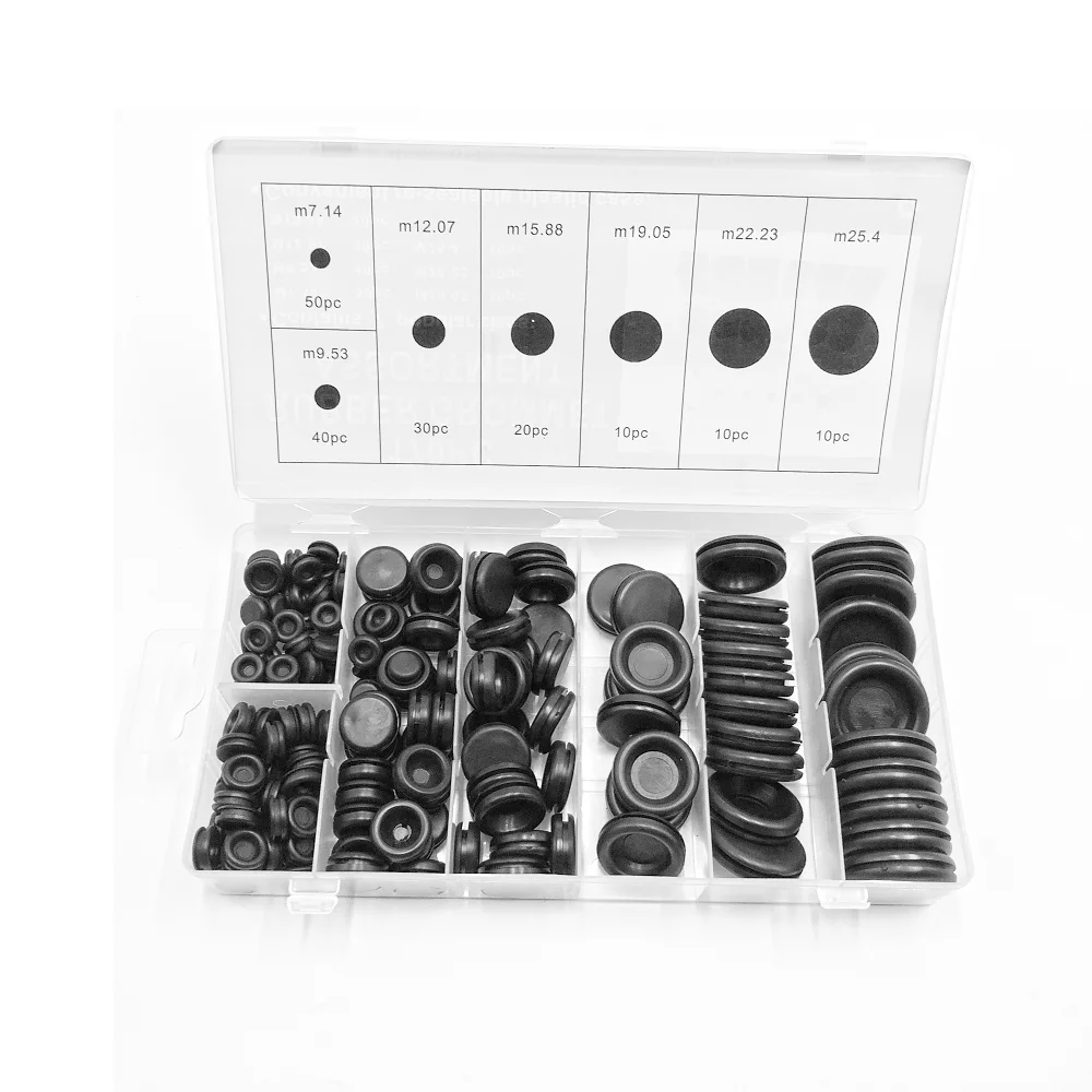 170Pcs Kit Passacavo In Gomma Nera Set Di Tappi Per Fori Firewall Kit Di Guarnizioni Per Cavi Elettrici Per Auto Strumento Hardware Per Tubo Dell'Acqu