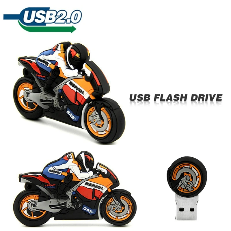 Usb флеш-накопитель 64 ГБ 32 мультфильм мотоцикл 4 8 16 объемная автомобильная карта