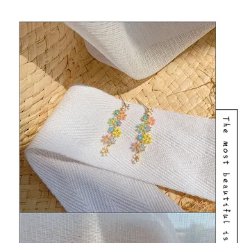 

Fashion Cute Multicolor Crystal Flower Pendant Earrings for Woman Korean New Statement Earrings Girl Jewelry Anniversary Gifts