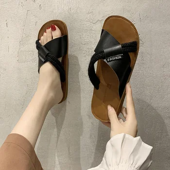

Summer Slippers Women Open Toe Flats Woman Non Slip Outdoor Ladies Fashion Comfortable Slides Women's Solid Casual Beach Shoes
