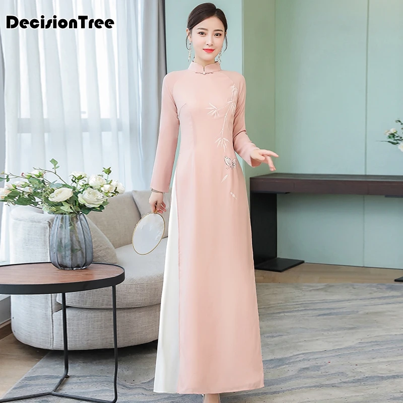 aodai cheongsam китайское платье традиционная Восточная одежда ao dai платья короткое Кружевное платье для женщин вьетнамское платье Ципао