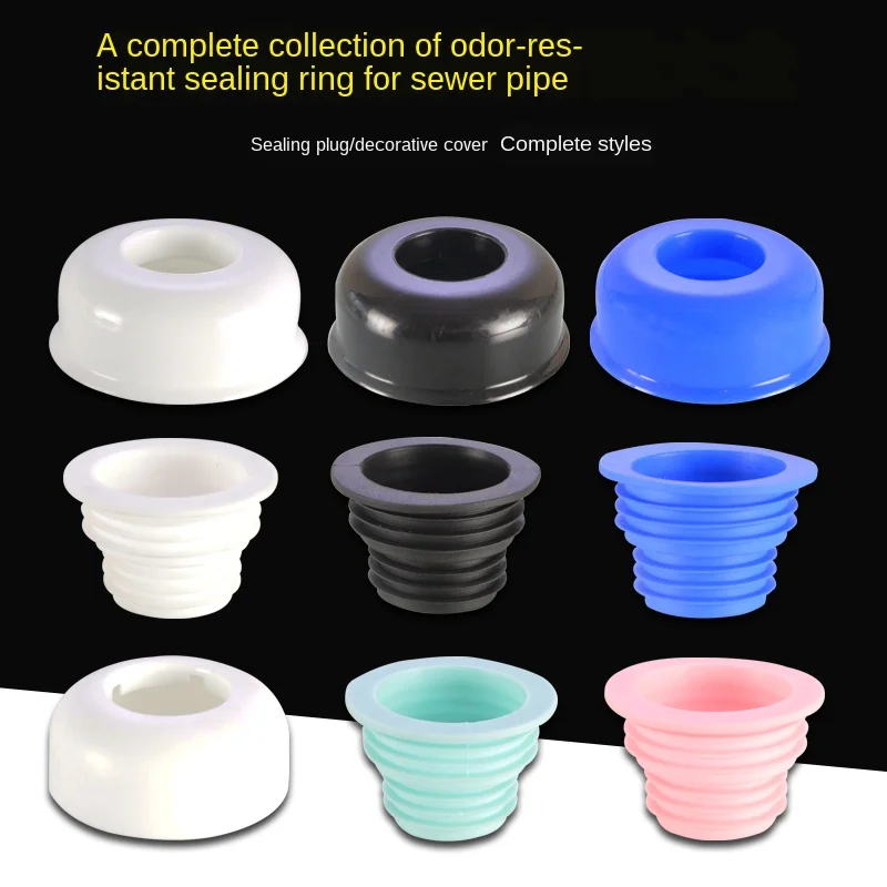 Bathroom Sink Sealing Plug Bathroom wash basin sink pipe deodorant sealing ring decorative cover 40/50/75 silicone plug anti-return water and insect