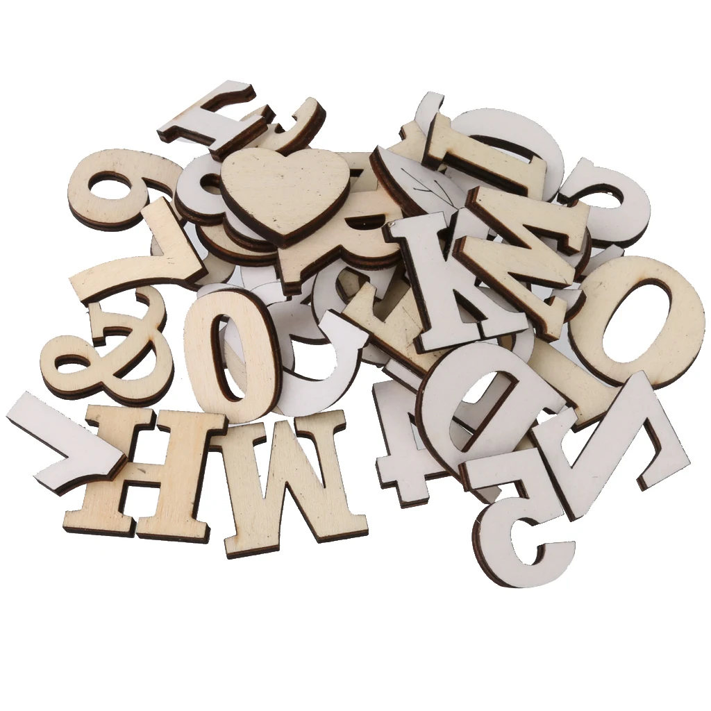 Pack of 41 Mixed Wooden Number Alphabet Sign Pattern for Wedding Party DIY Craft