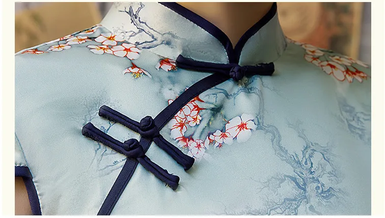 SHENG COCO цветы Qipao китайские платья Мини Cheongsam XXXL Плюс Размер Женская одежда современная Qi Pao винтажное Восточный шелк платье