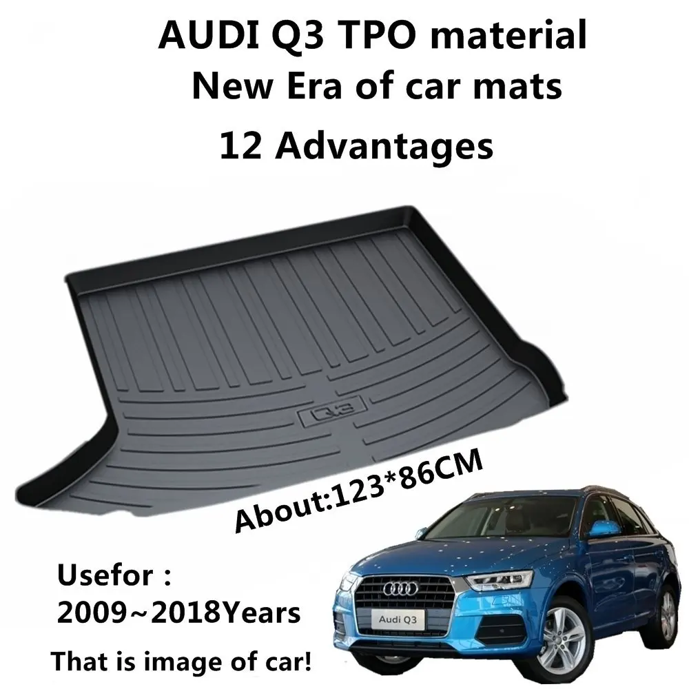 

SJ ALL Weather TPO Car Trunk Mats Tail Boot Cargo Liner Cover Rear Cargo Tray Protective Luggage Pad For AUDI Q3 2009 2010-2018
